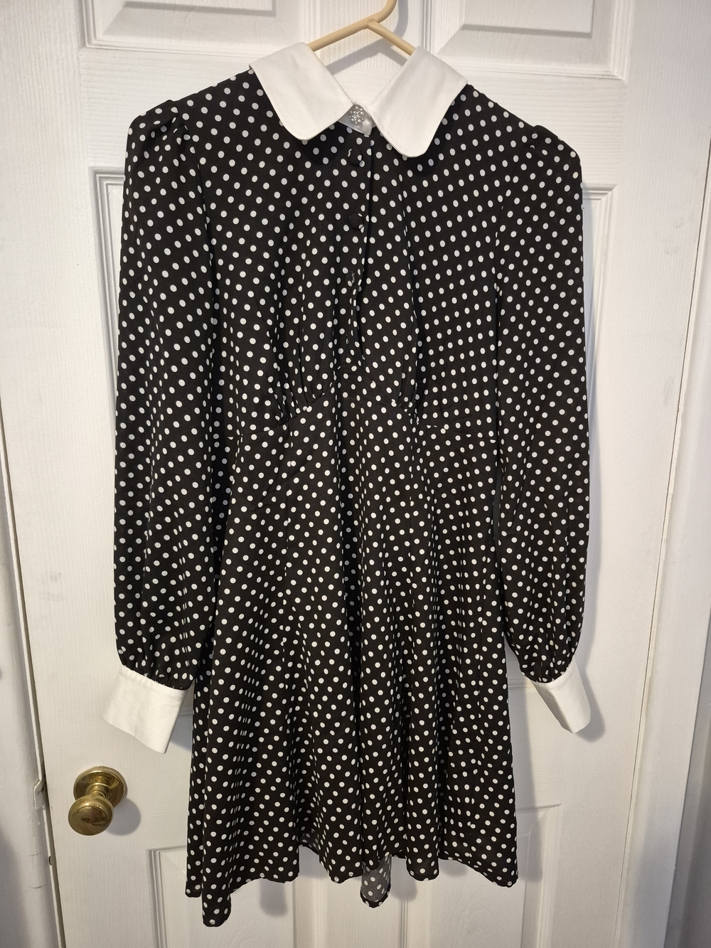 Hell Bunny Black and White Polka Dot Peter Pan Collar Dress